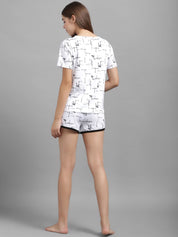 Kotty Women White Printed Night suit