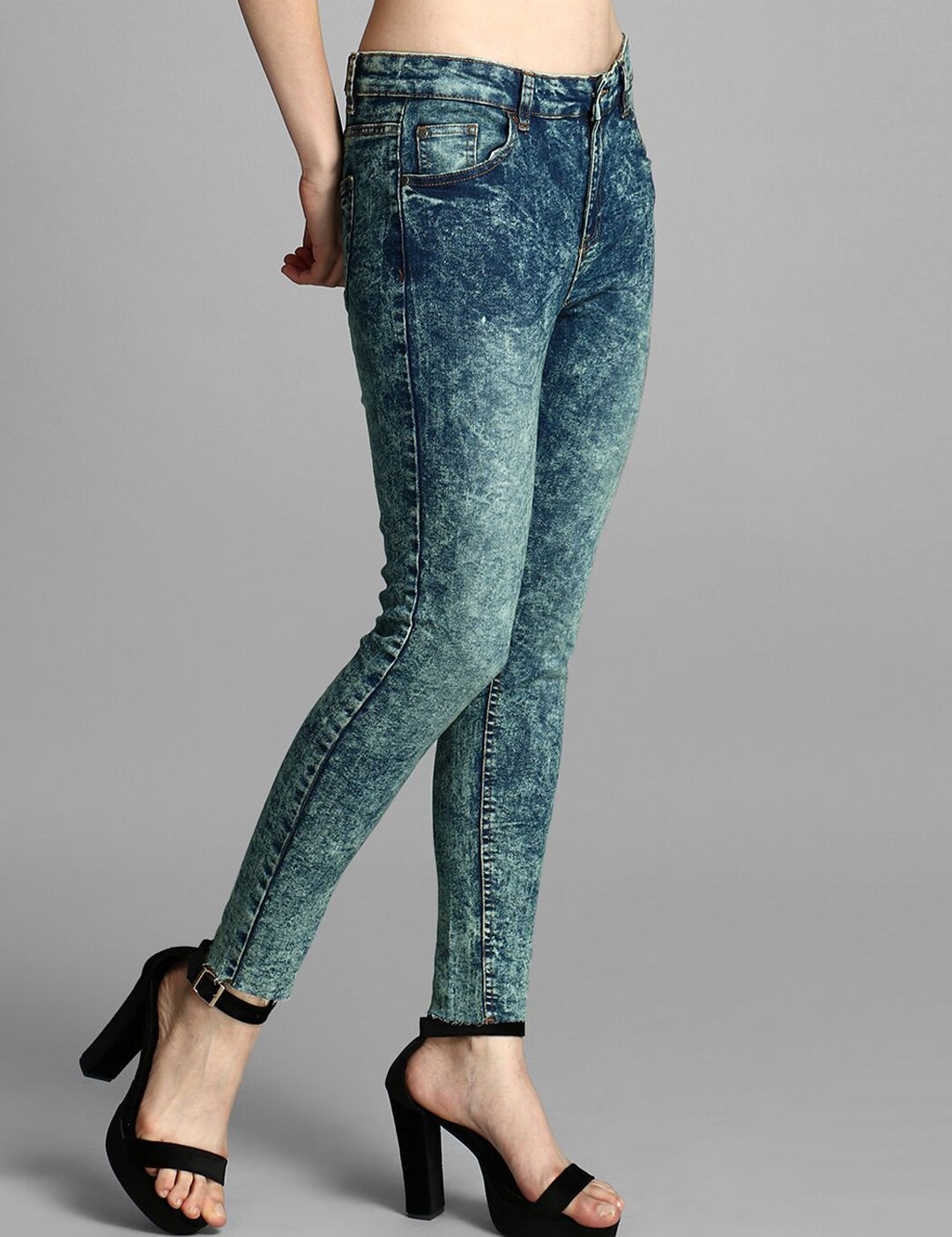 Kotty Women Green Skinny Fit High-Rise Clean Look Jeans