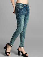 Kotty Women Green Skinny Fit High-Rise Clean Look Jeans