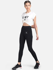 Kotty Women Black & White Printed Tights