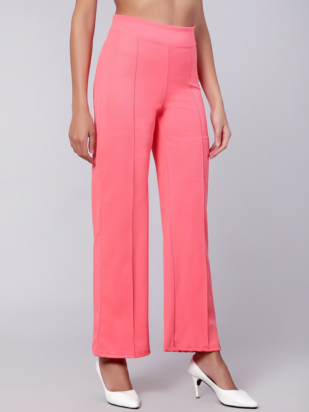 Kotty Women Relaxed Straight Fit High-Rise Easy Wash Trousers