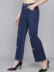 Kotty Women Straight Fit Low-Rise Slash Knee Stretchable Jeans