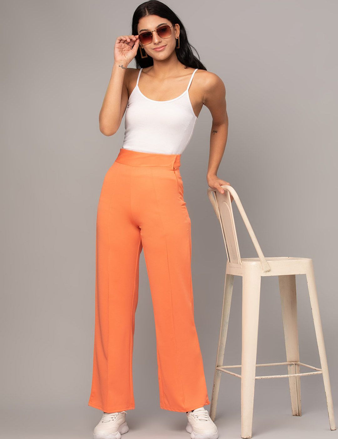 Kotty Women Pack Of 2 Straight Fit High-Rise Easy Wash Trousers