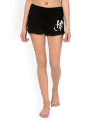 Kotty Women Black Solid Lounge Shorts KTTSLEEPSHORTS162