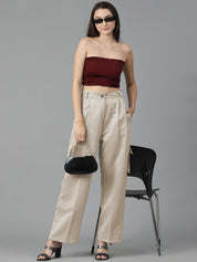 KOTTY BIZwear Women Straight Fit High-Rise Pleated Cargos