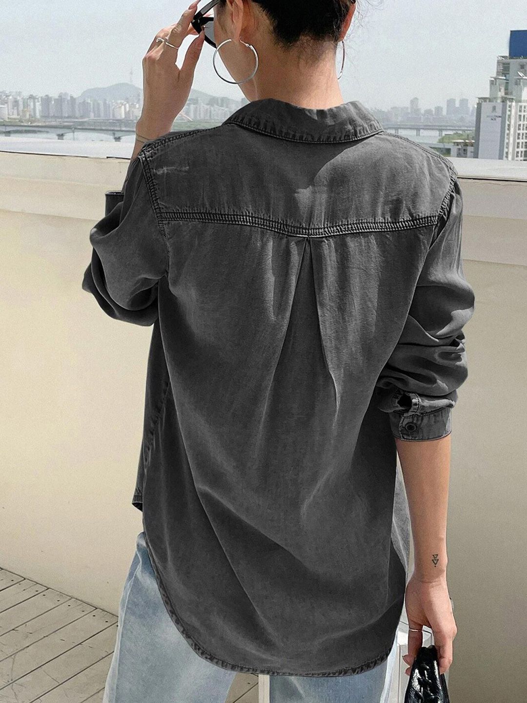 Kotty Women Grey Solid Casual Shirt  