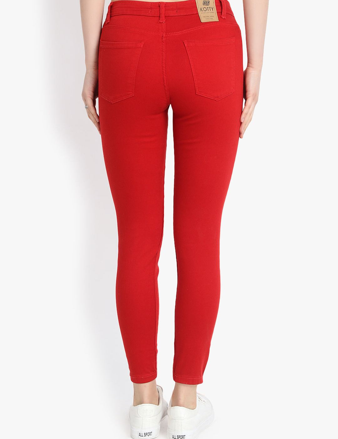 Kotty Women Red Skinny Fit High-Rise Clean Look Jeans
