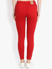 Kotty Women Red Skinny Fit High-Rise Clean Look Jeans