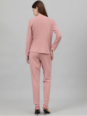 Kotty Pink Collarless Long Sleeves Blazer With Trousers