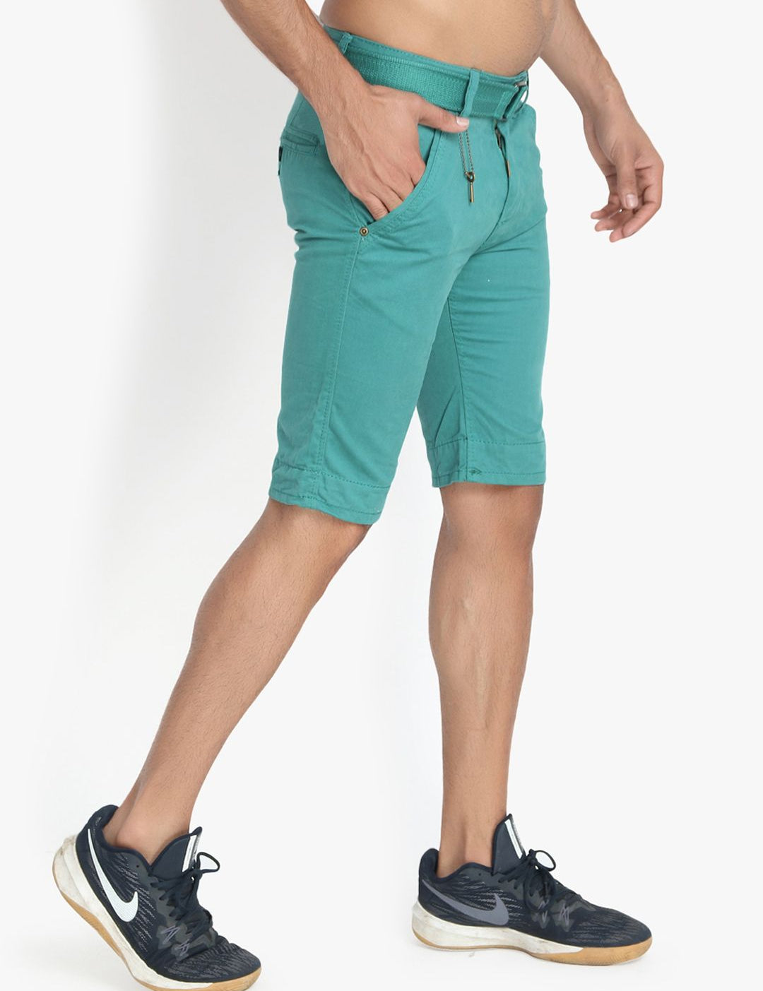 Kotty Men Turquoise Blue Solid Regular Fit Regular Shorts