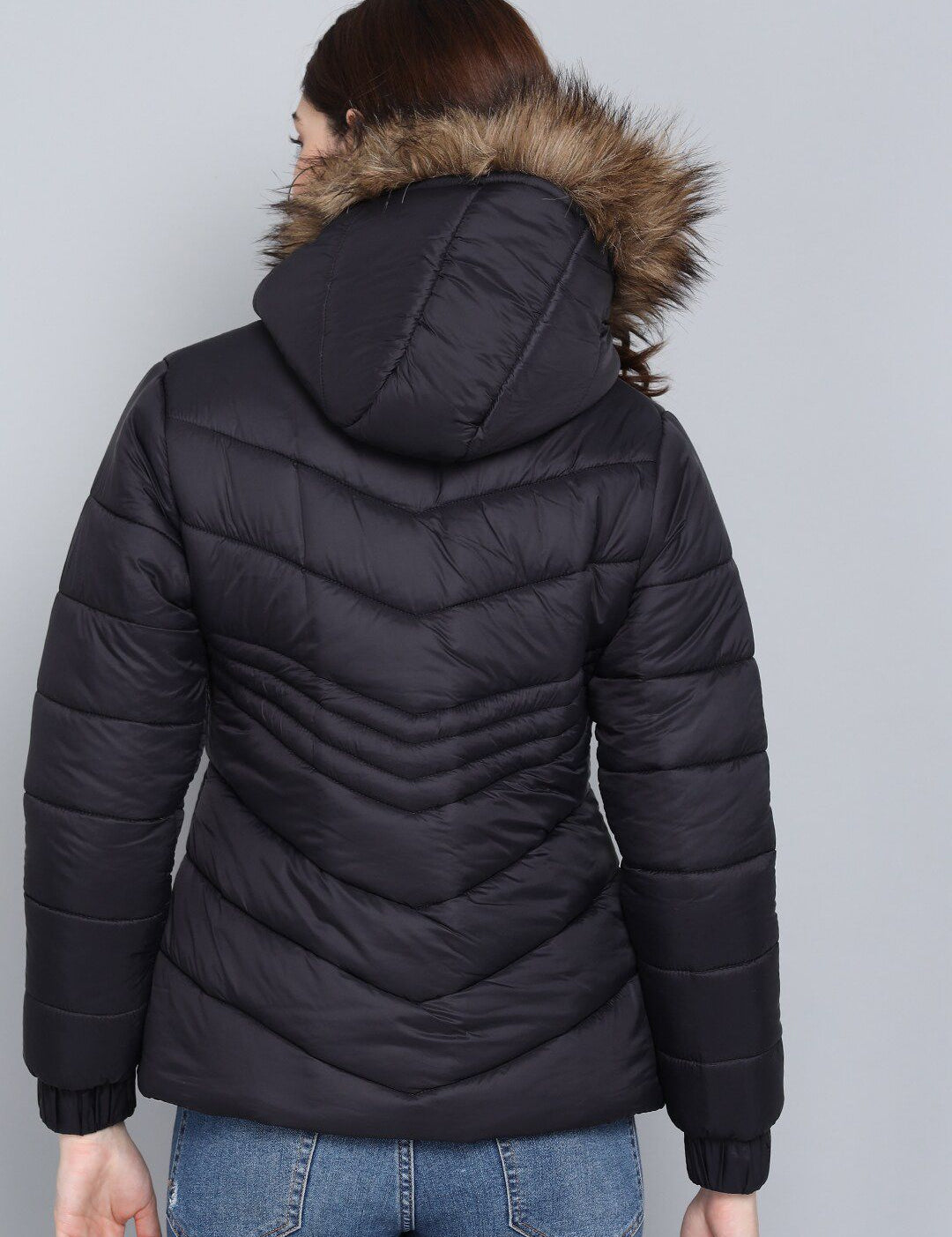 Kotty Women Black Hooded Puffer Jacket