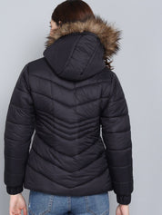 Kotty Women Black Hooded Puffer Jacket
