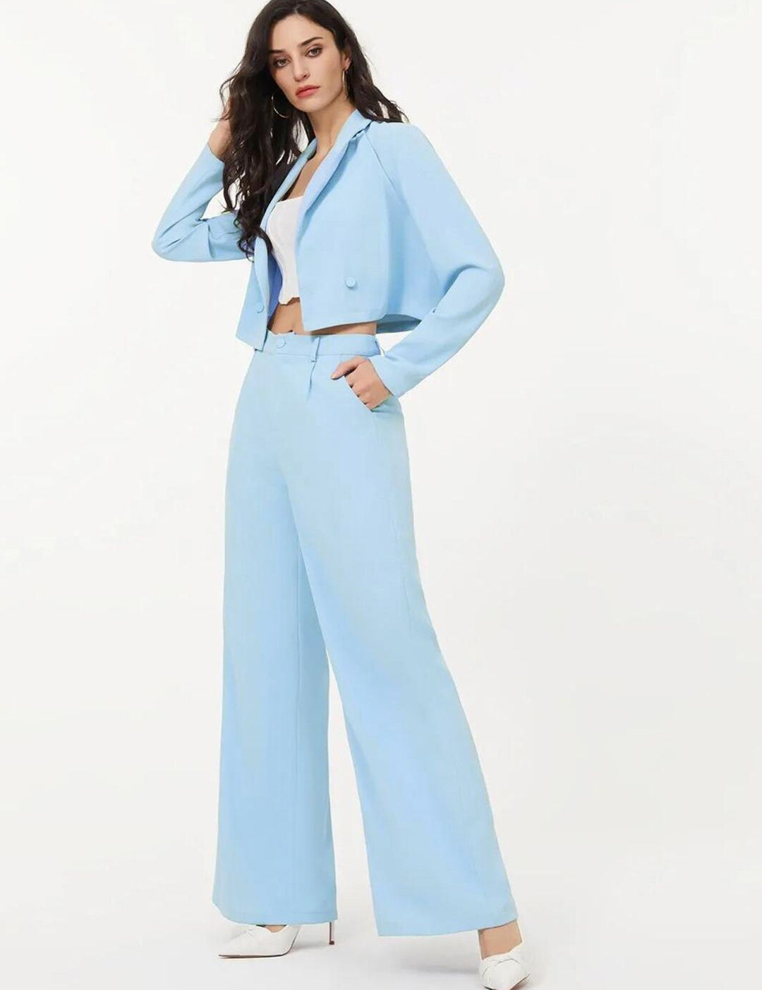 KOTTY BIZwear Notched Neck Long Sleeves Blazer & Trousers