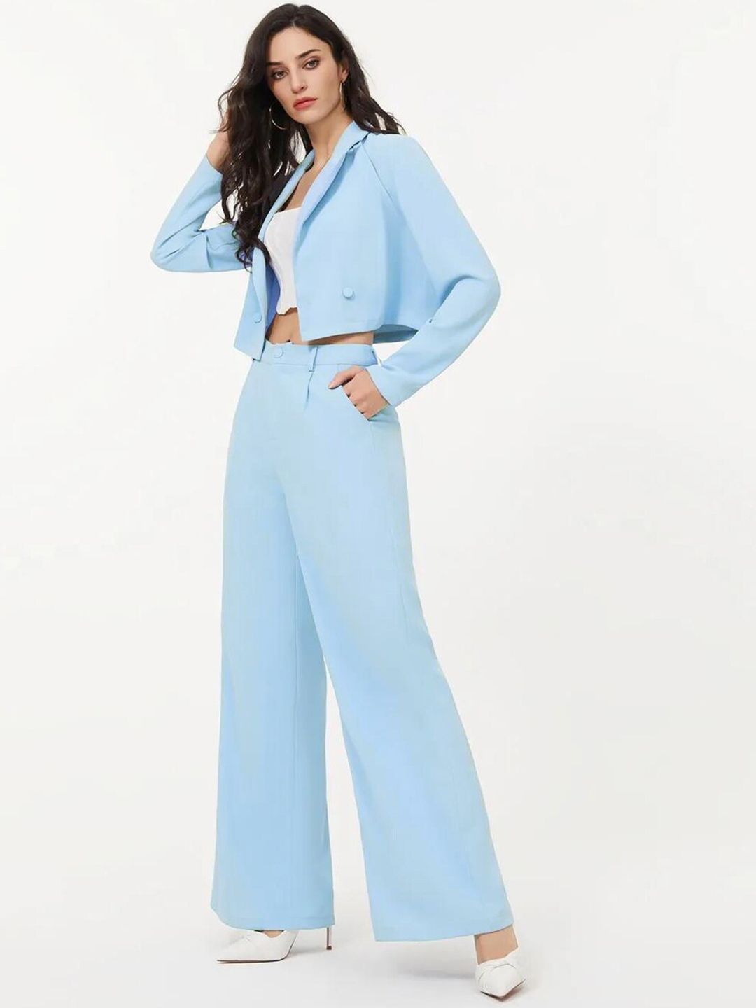 KOTTY BIZwear Notched Neck Long Sleeves Blazer & Trousers