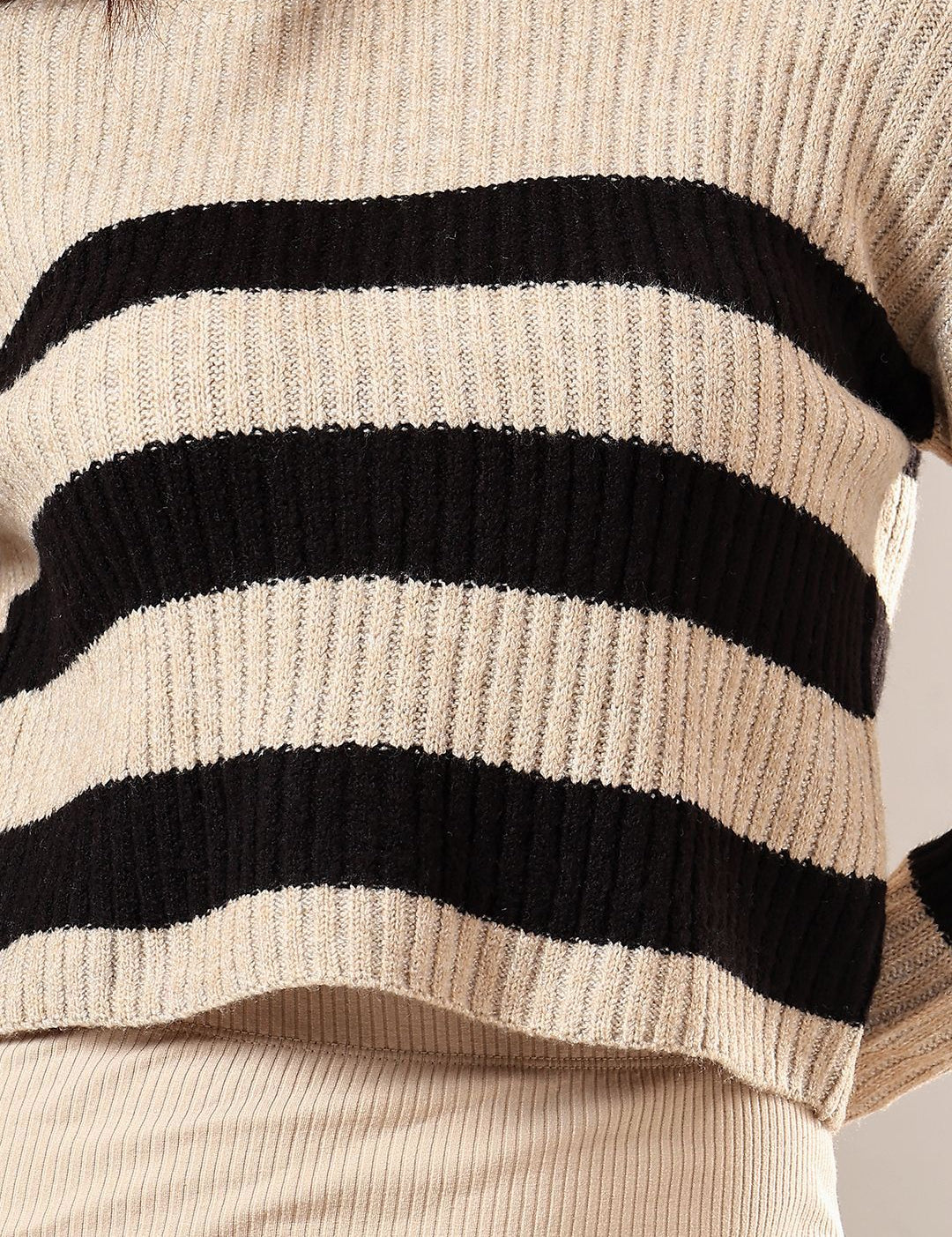 Kotty Women Cotton Striped Crop Pullover