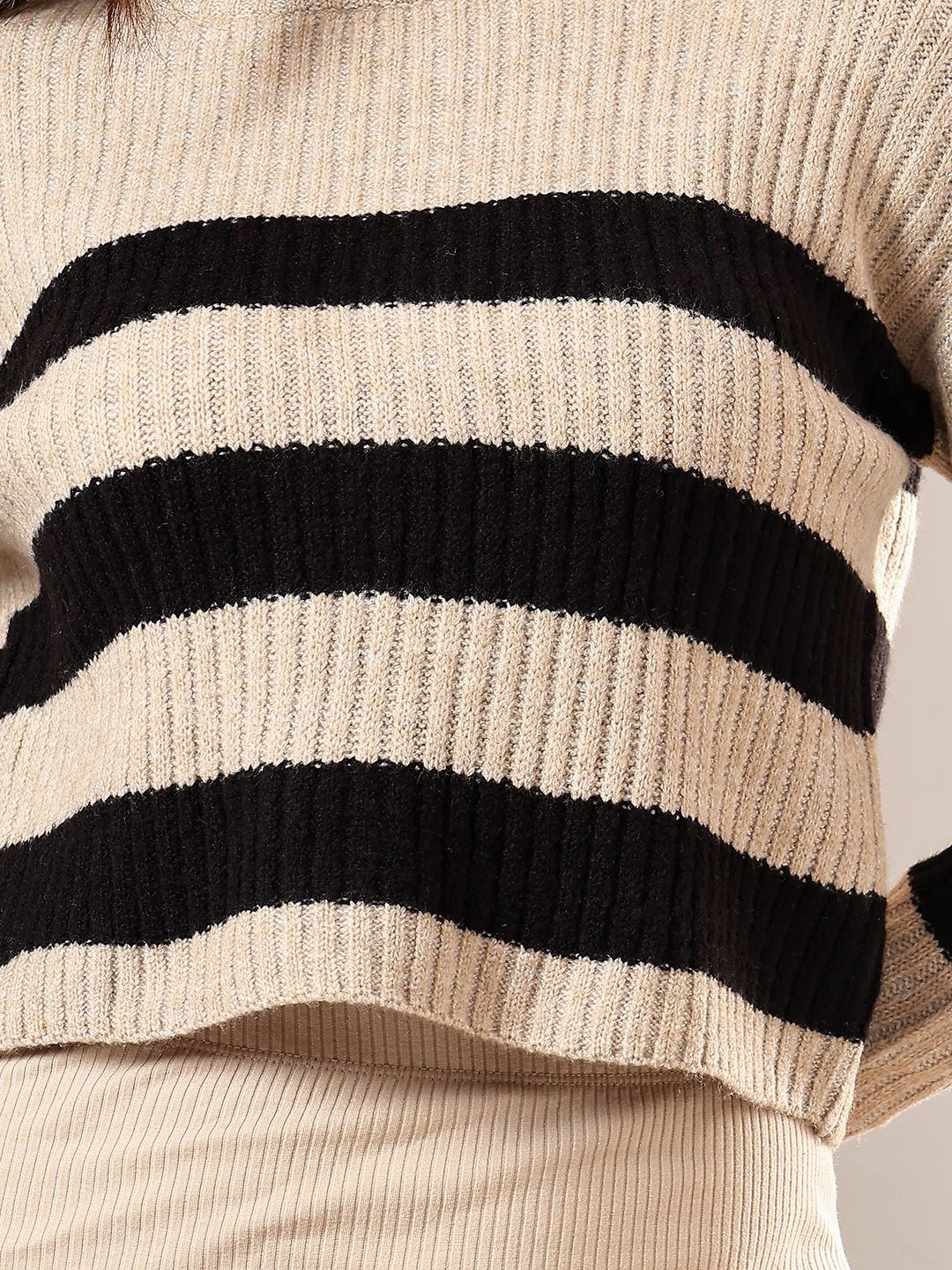 Kotty Women Cotton Striped Crop Pullover