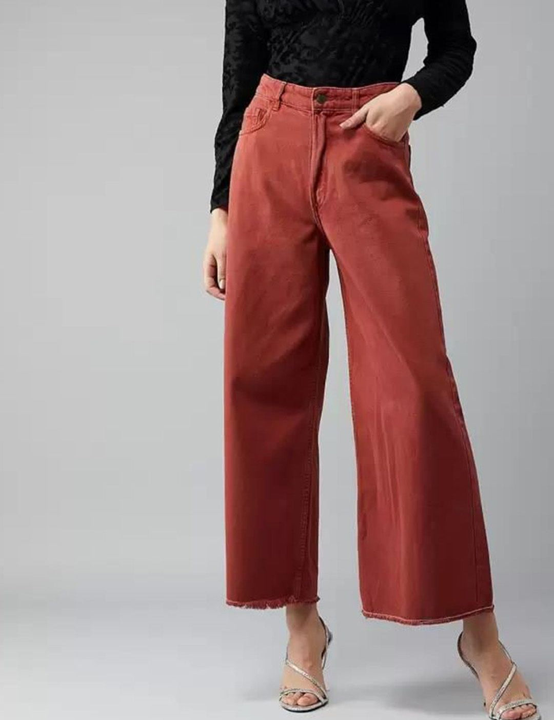 Kotty Women Jean Flared High-Rise Stretchable Cotton Jeans