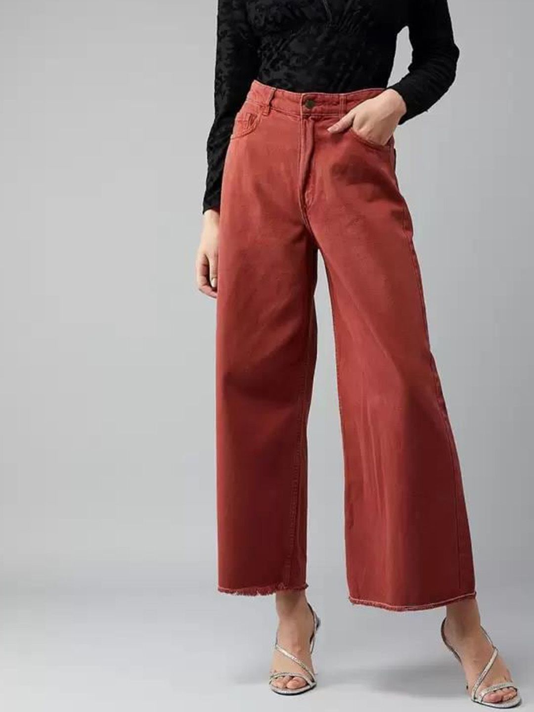 Kotty Women Jean Flared High-Rise Stretchable Cotton Jeans