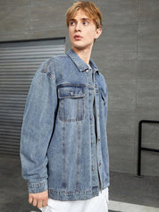 Kotty Spread Collar Washed Denim Jacket