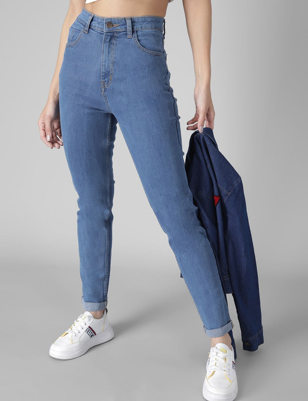 Kotty Women Blue Skinny Fit High-Rise Mildly Distressed Jeans