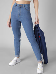 Kotty Women Blue Skinny Fit High-Rise Mildly Distressed Jeans