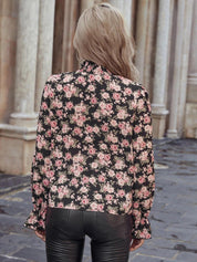 Kotty Women Black & Pink Floral Print Crepe Top