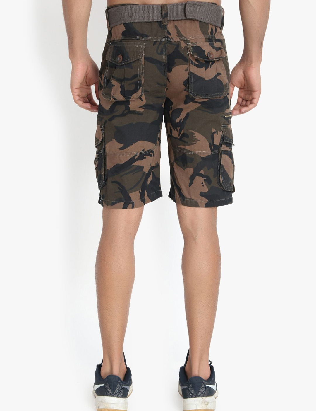 Kotty Men Olive Green Printed Regular Fit Cargo Shorts