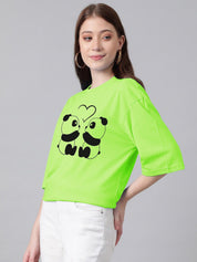 Kotty Graphic Printed Round Neck Drop-Shoulder Sleeves Oversized Fit Cotton T-Shirt