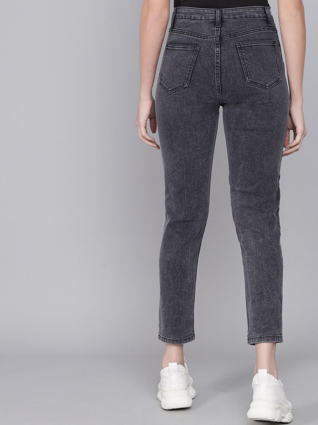 Kotty Women Black Skinny Fit High-Rise Mildly Distressed Stretchable Jeans