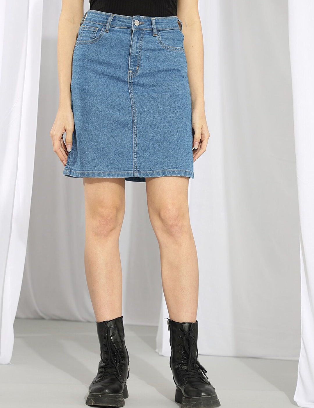 Kotty Above Knee Denim Straight Skirts