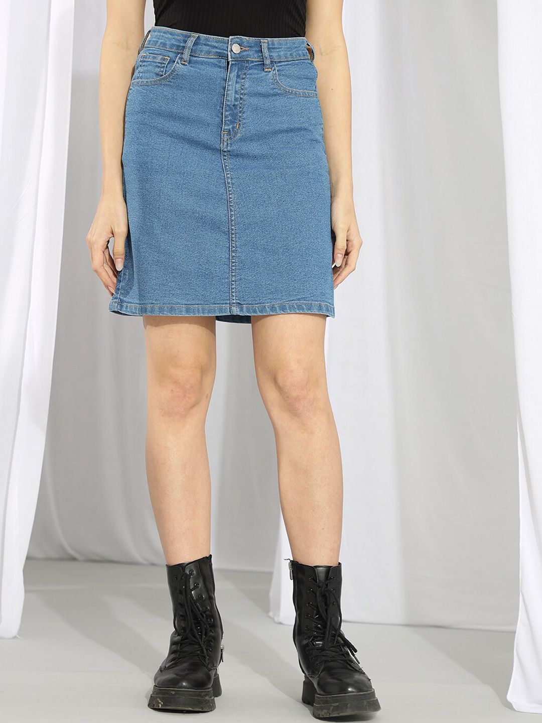 Kotty Above Knee Denim Straight Skirts