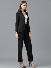 KOTTY BIZwear Black Shawl Neck Coat With Trousers