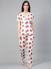 Kotty Floral Printed Satin Night Suit