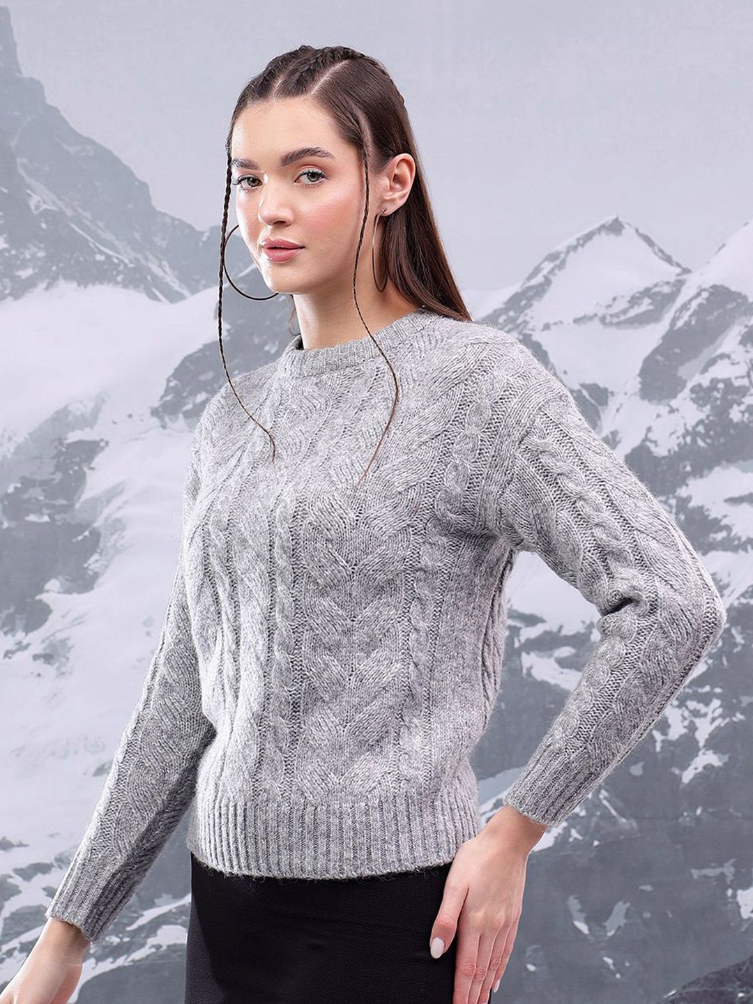 Kotty Women Cable Knit Crop Pullover