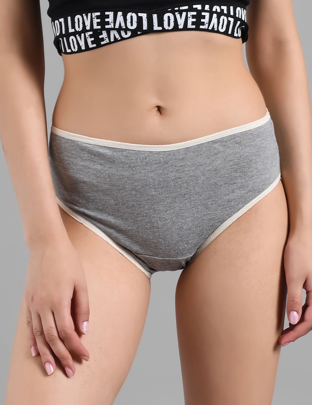 Kotty Women Grey Solid Hipster Briefs KTTWOMENSPANTY02