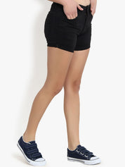 Kotty Women Black Solid Regular Fit Hot Pants