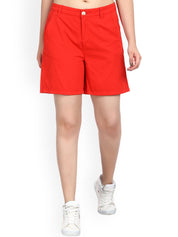 Kotty Women Red Solid Regular Fit Regular Shorts