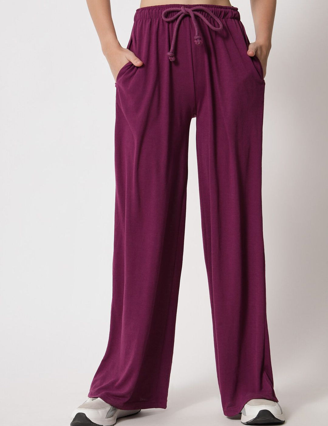 Kotty Women Purple Relaxed High-Rise Easy Wash Trousers
