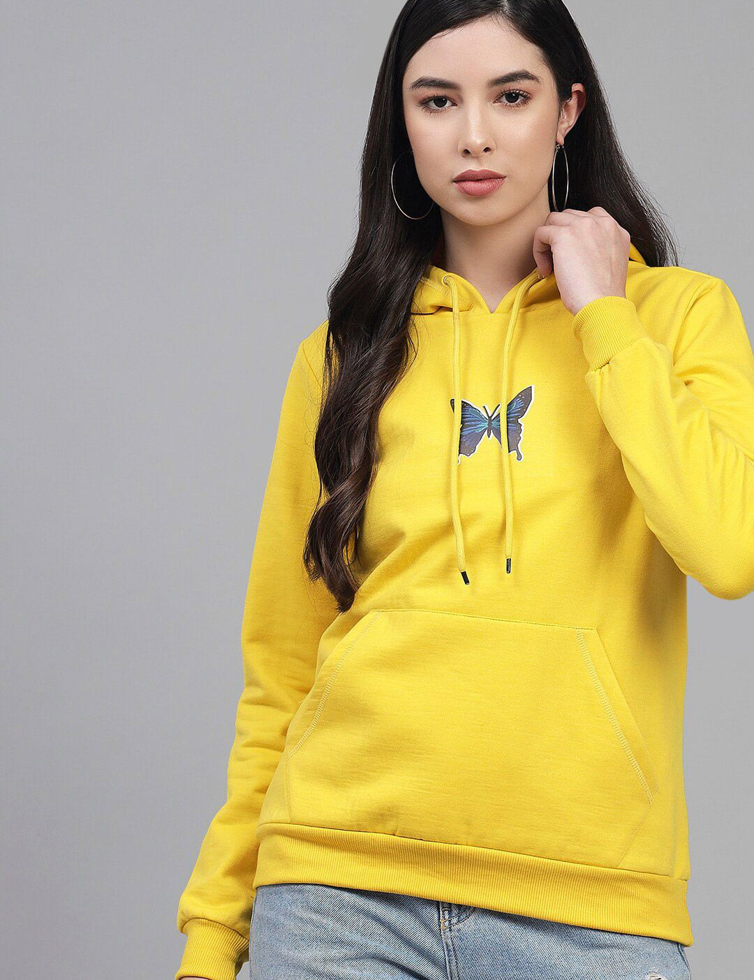 Kotty Women Yellow Hooded Sweatshirt