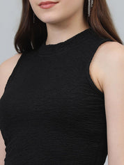 KOTTY Basics Black Sleeveless Fitted Crop Top