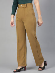 KOTTY BIZwear Women Relaxed Straight Fit High-Rise Easy Wash Parallel Trousers