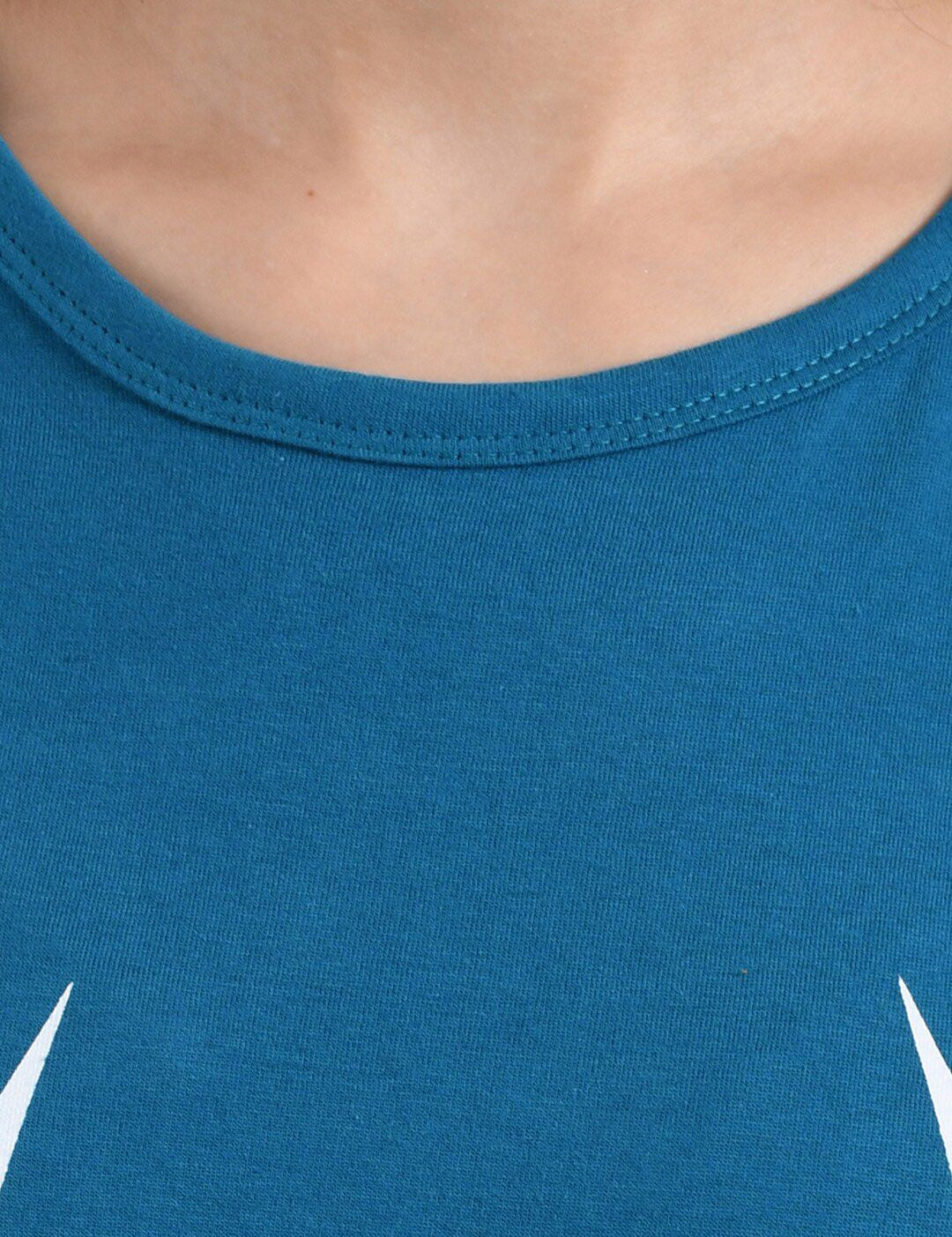 Kotty Women Blue Printed Round Neck T-shirt