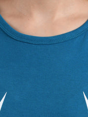 Kotty Women Blue Printed Round Neck T-shirt