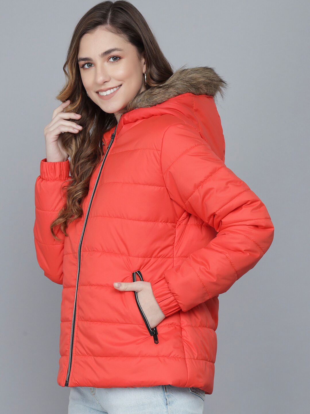 Kotty Woman Orange Lightweight Puffer Jacket