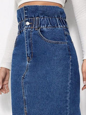 Kotty Denim Pencil Midi Skirt