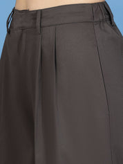 Kotty Women Relaxed Straight Fit High-Rise Easy Wash Pleated Parallel Trousers