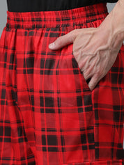 Kotty Men Checked Relaxed Low-Rise Easy Wash Chinos Trousers