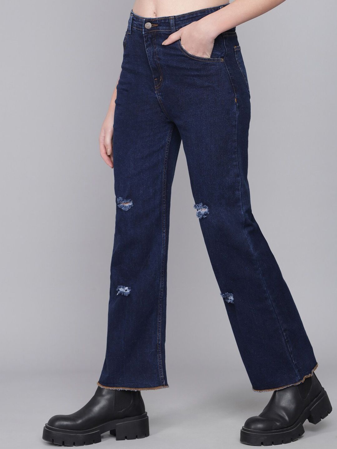 Kotty Women Blue High-Rise Mildly Distressed Jeans