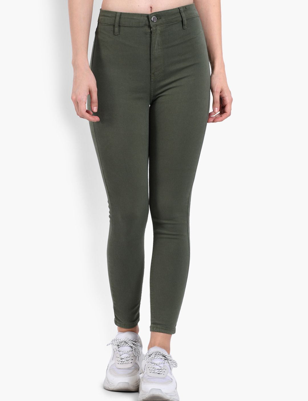 Kotty Women Olive Green Skinny Fit High-Rise Clean Look Stretchable Jeans