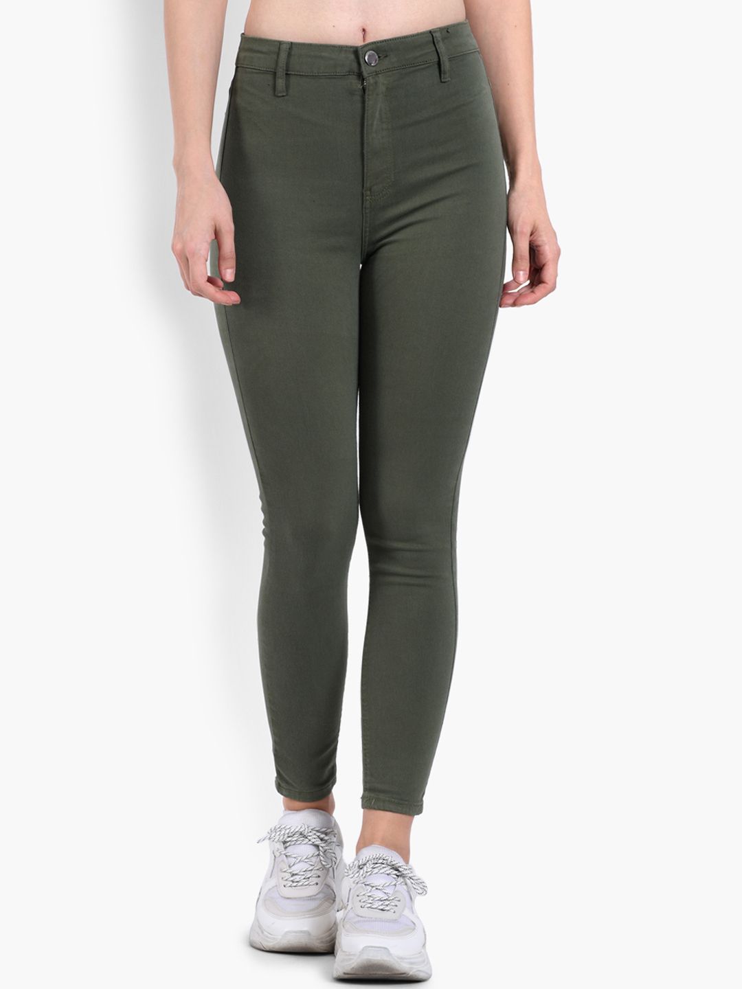 Kotty Women Olive Green Skinny Fit High-Rise Clean Look Stretchable Jeans